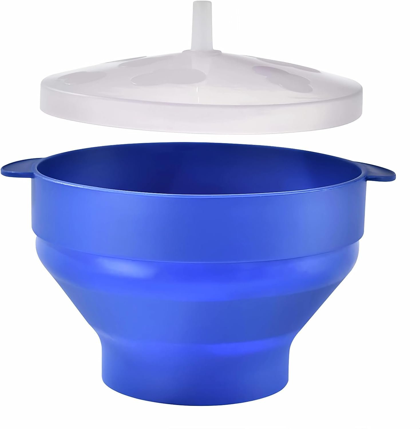Collapsible Silicone Popcorn Maker Bowl with Lid – Oven & Microwave Safe for Healthy Treats, Easy Clean-blue