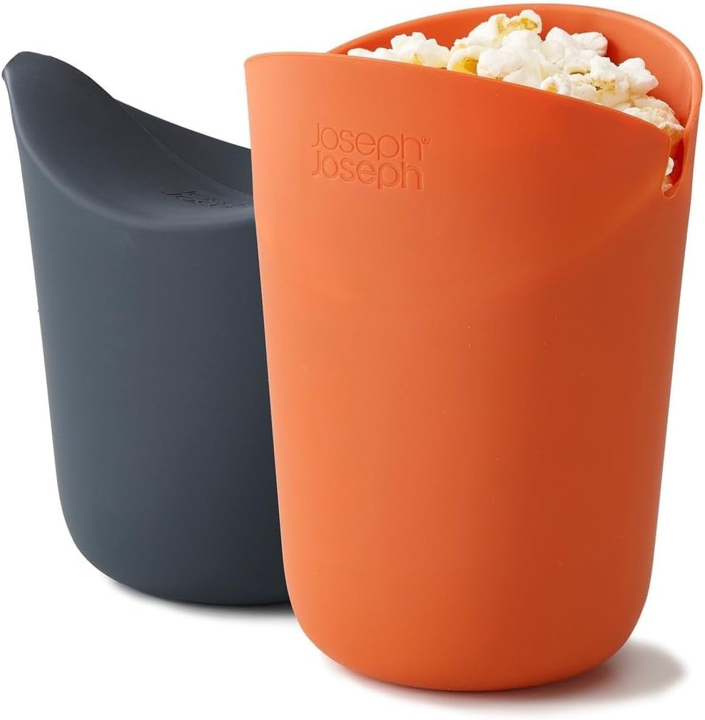 Joseph Joseph 45018 M-Cuisine Microwave Popcorn Popper Maker Single Serve Portion Silicone Food Safe, 2-piece, Multicolored