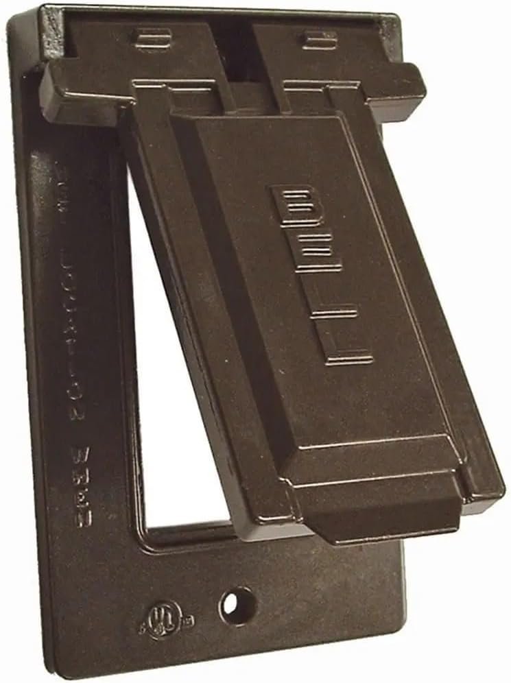 Hubbell-Raco 5103-2 1-Hole Weatherproof Device Cover, 4-9/16 in L X 2-13/16 in W X 0.797 in T, Bronze