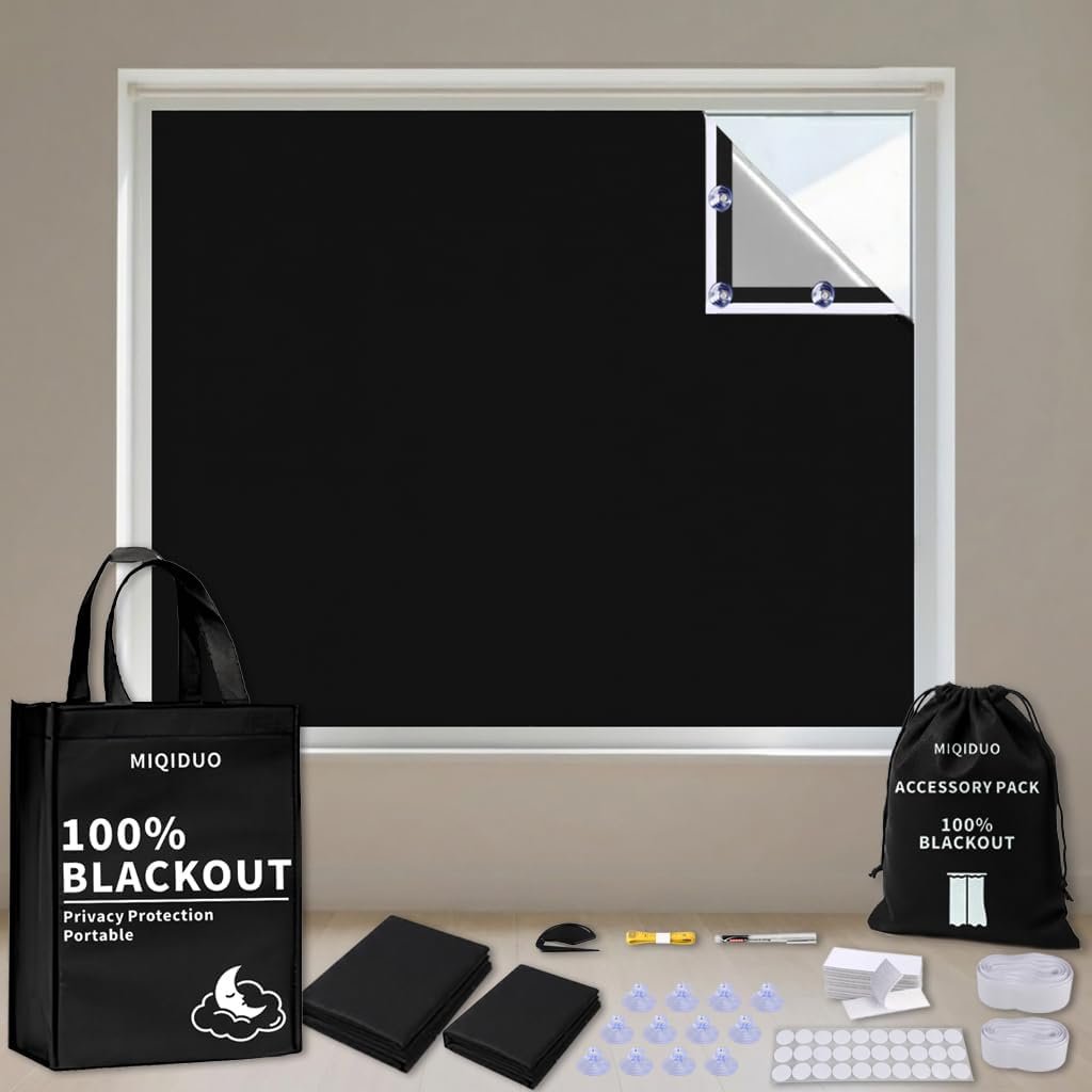 2-Pack Blackout Curtains: 1 Travel Blind + 1 Cut-to-Fit DIY Shade