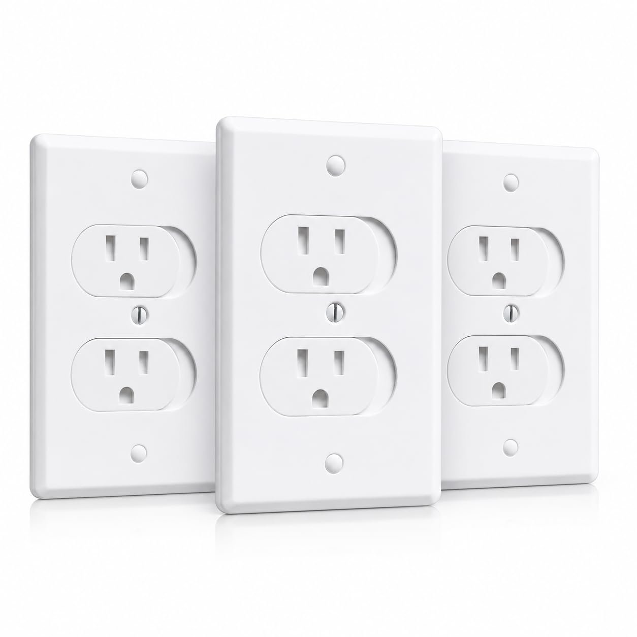 Qdos Universal Self-Closing Outlet Covers, 3-Pack, White