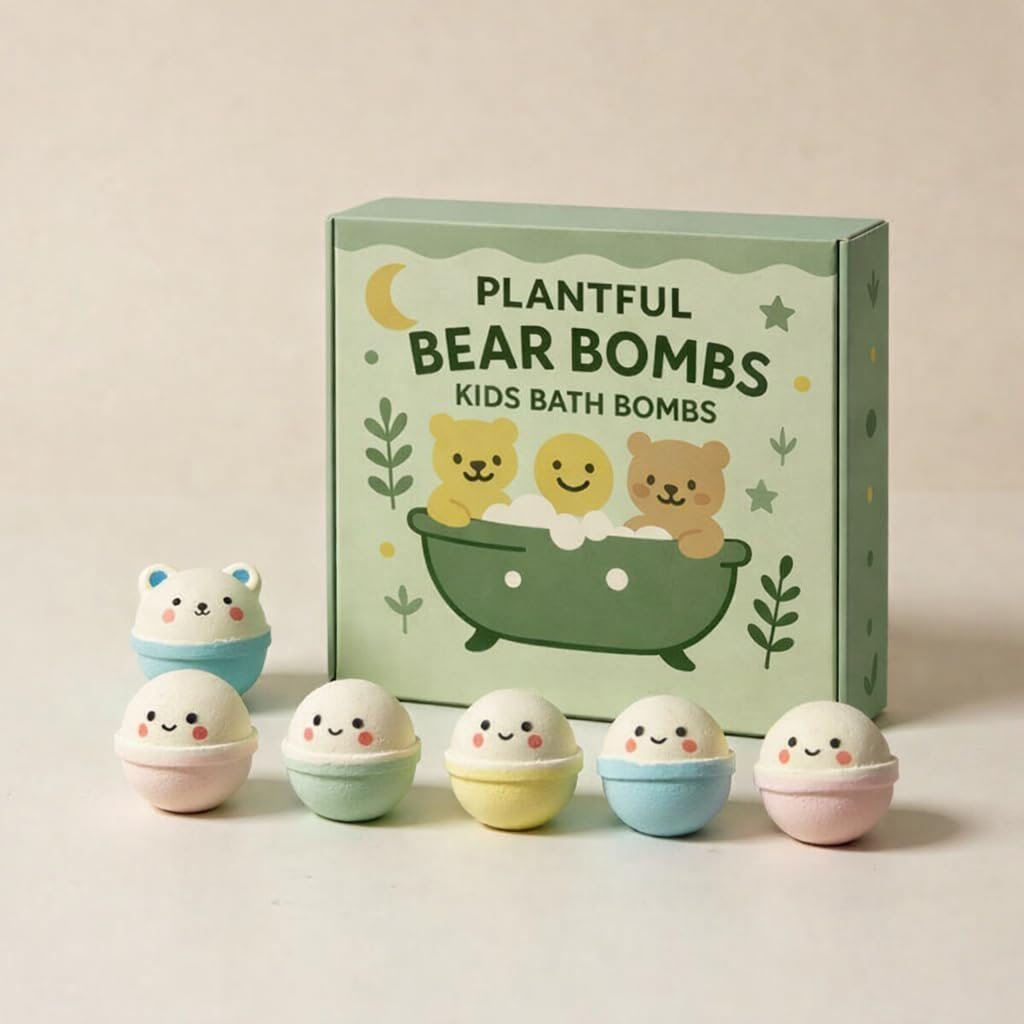 Plantful™ Natural Bath Bomb for Kids, Non-Toxic, Bubble podz, Fluffy Foam soap, Holiday Gifts, Bubble Bath Fizzy for Girls Boys, 9 Pack, Toddler, Pure Essential Oil