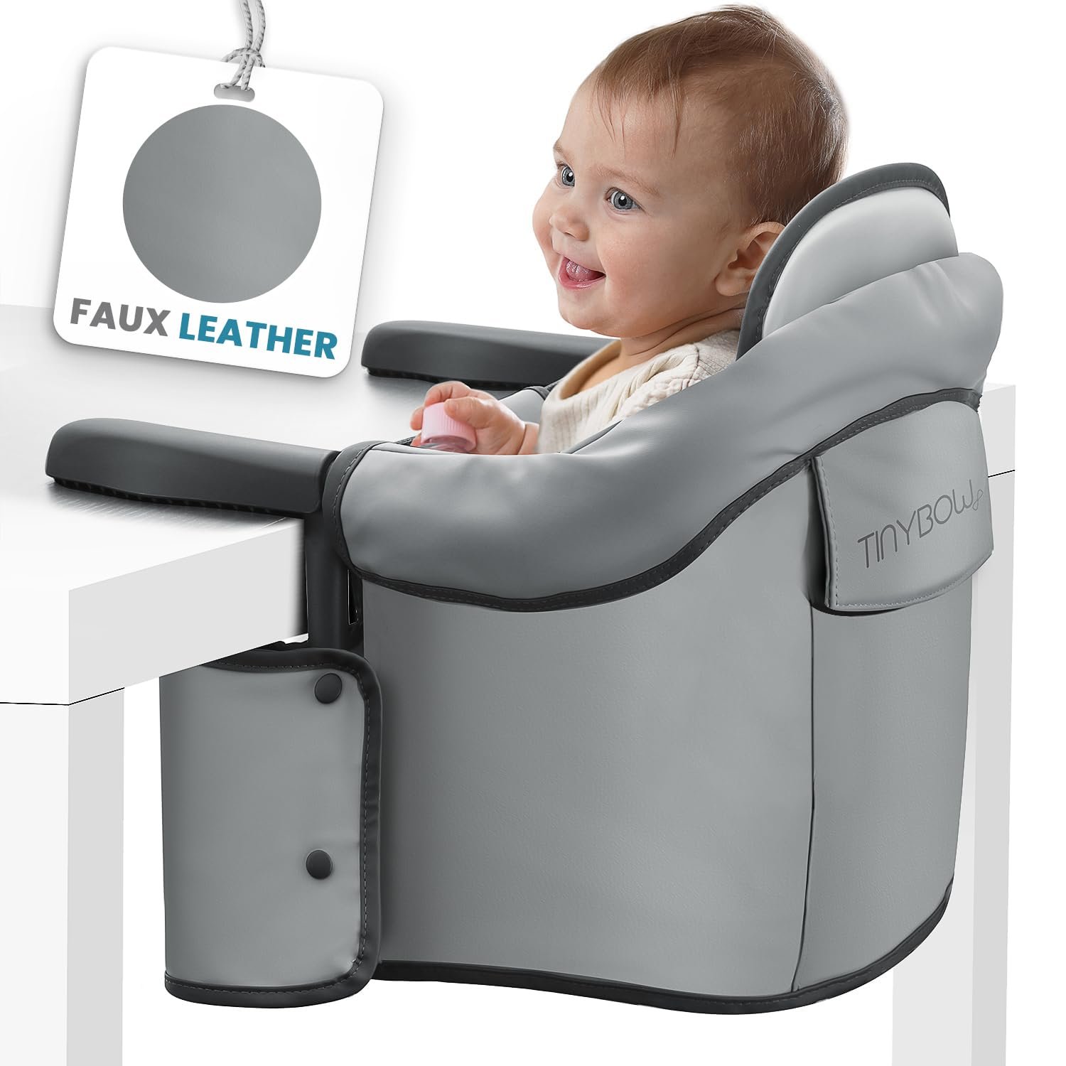 Elegant Faux Leather Hook On High Chair for Table – Clip On High Chair to Table, Portable High Chair for Travel, High Chairs for Babies Clip On High Chair that Attaches to Tables