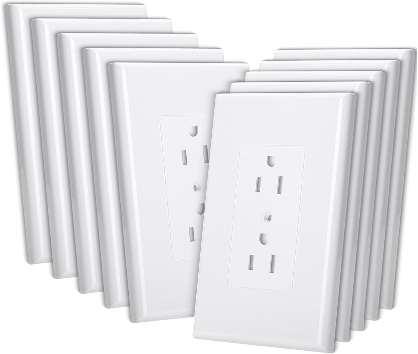 Bates- 1-Gang Duplex Wall Plate, 3.18″x 4.98″, 10 Pack White