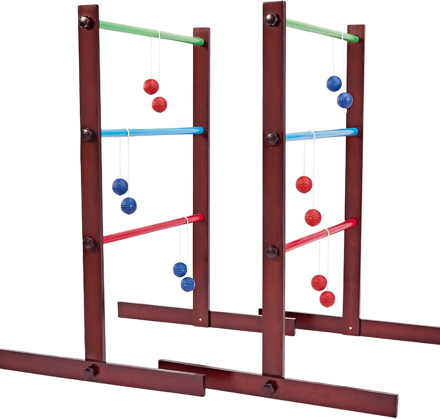 SpeedArmis Ladder Ball Game Set, Wooden Golf Lawn Sport for Backyard Fun