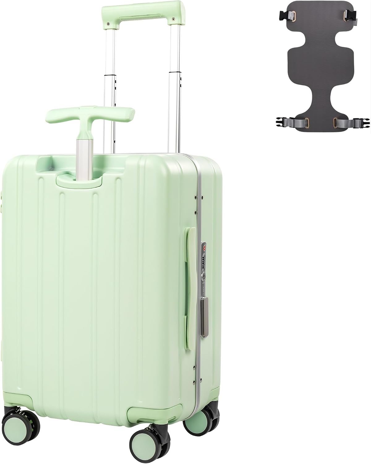 20″ Ride-On Luggage with Child Seat, Hardside Carry-On Suitcase with 360° Silent Spinner Wheels, TSA Lock, & Dual Telescoping Handles for Kids & Adults & Busy Moms