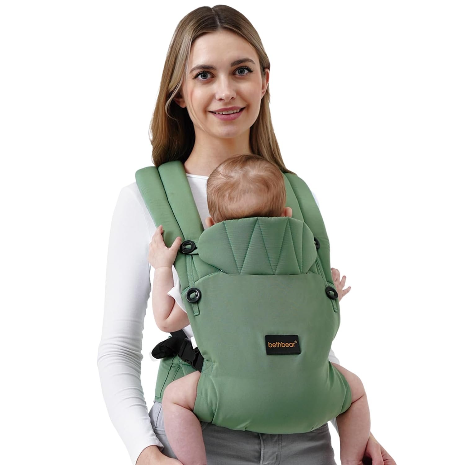 Baby Carrier Newborn to Toddler 7-45 lbs with Natural Material, Ergonomic Design,Versatile and Adjustable,Hands Free for Moms&Dads,Green