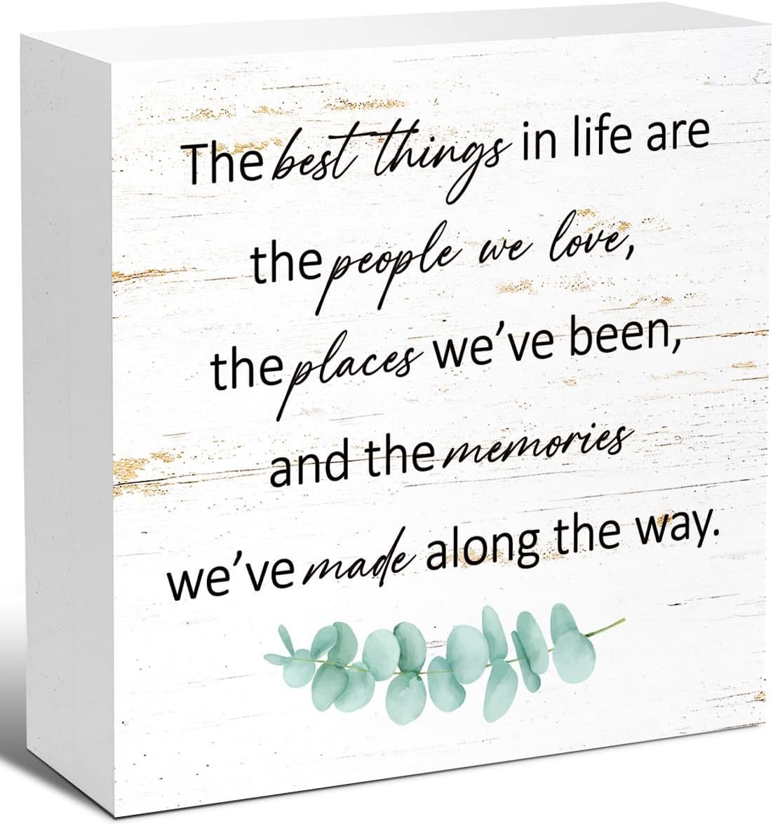 Family Wooden Box Sign Desk Decor The Best Things In Life Are The People We Love Block Plaque Sign for Home Living Room Bedroom Shelf Tabletop Decor