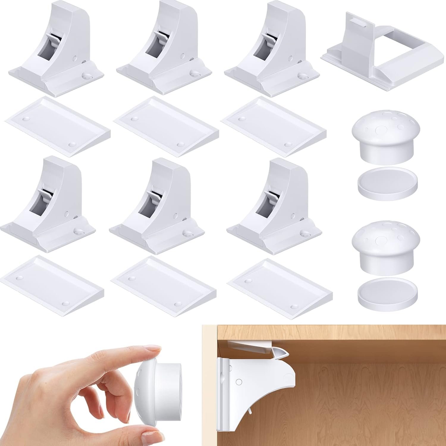 AOSITE Child Safety Magnetic Cabinet Locks 6 Pack+2 Keys Baby Cabinet Locks