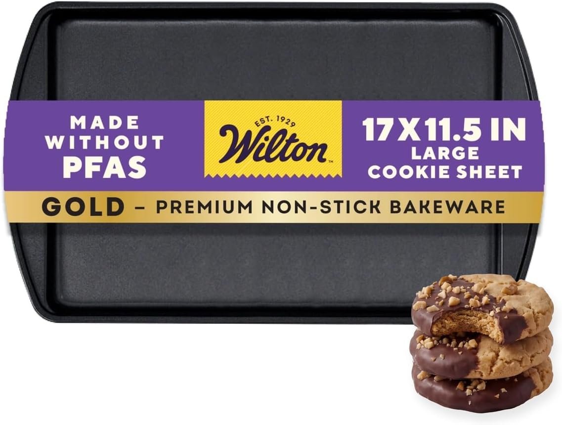 Wilton Gold Non-Stick Large Cookie Sheet, Made Without PFAS, 17.25×11.5 in.