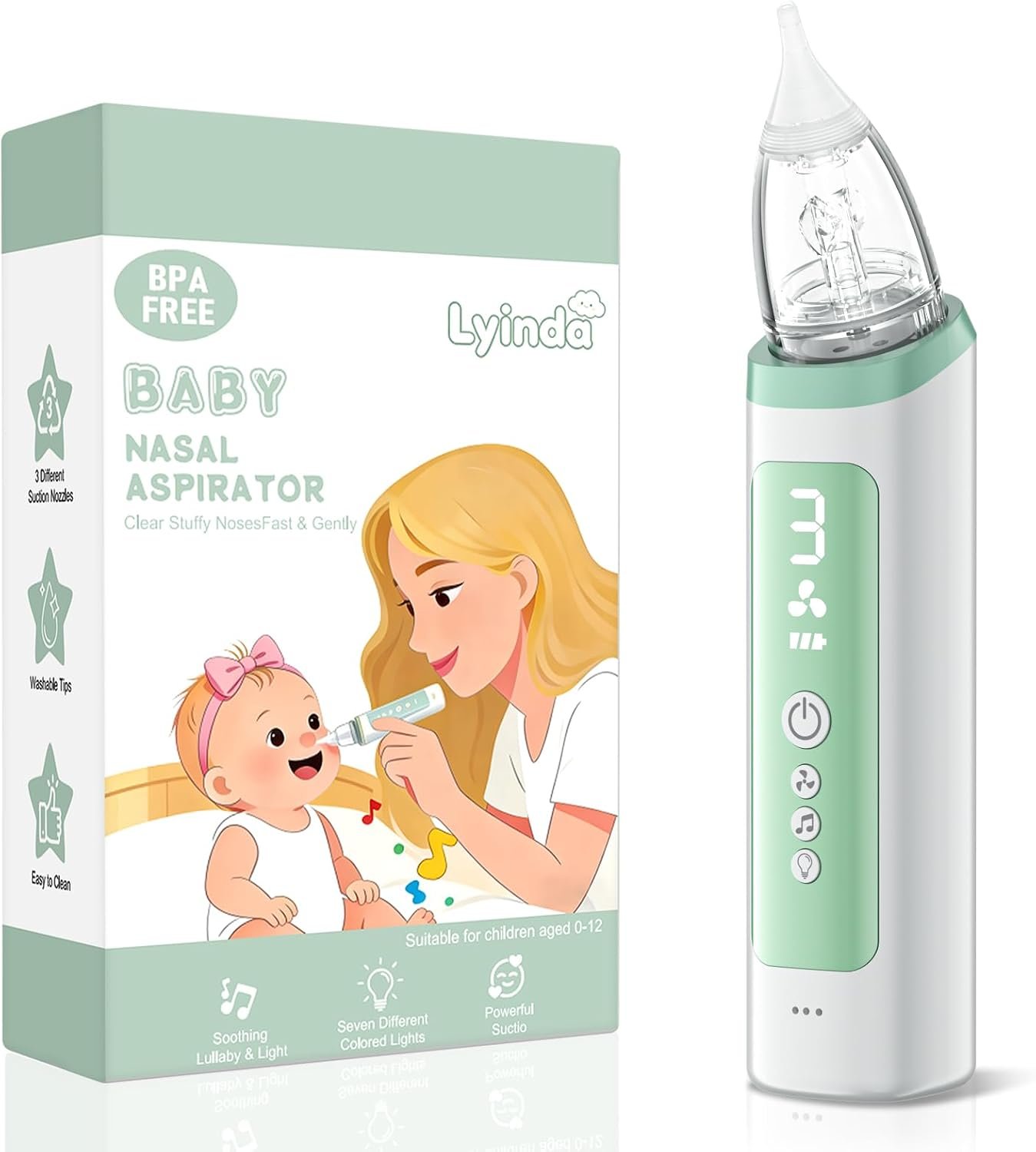 Baby Nasal Aspirator, Electric Nose Cleaner with 3 Suction Levels