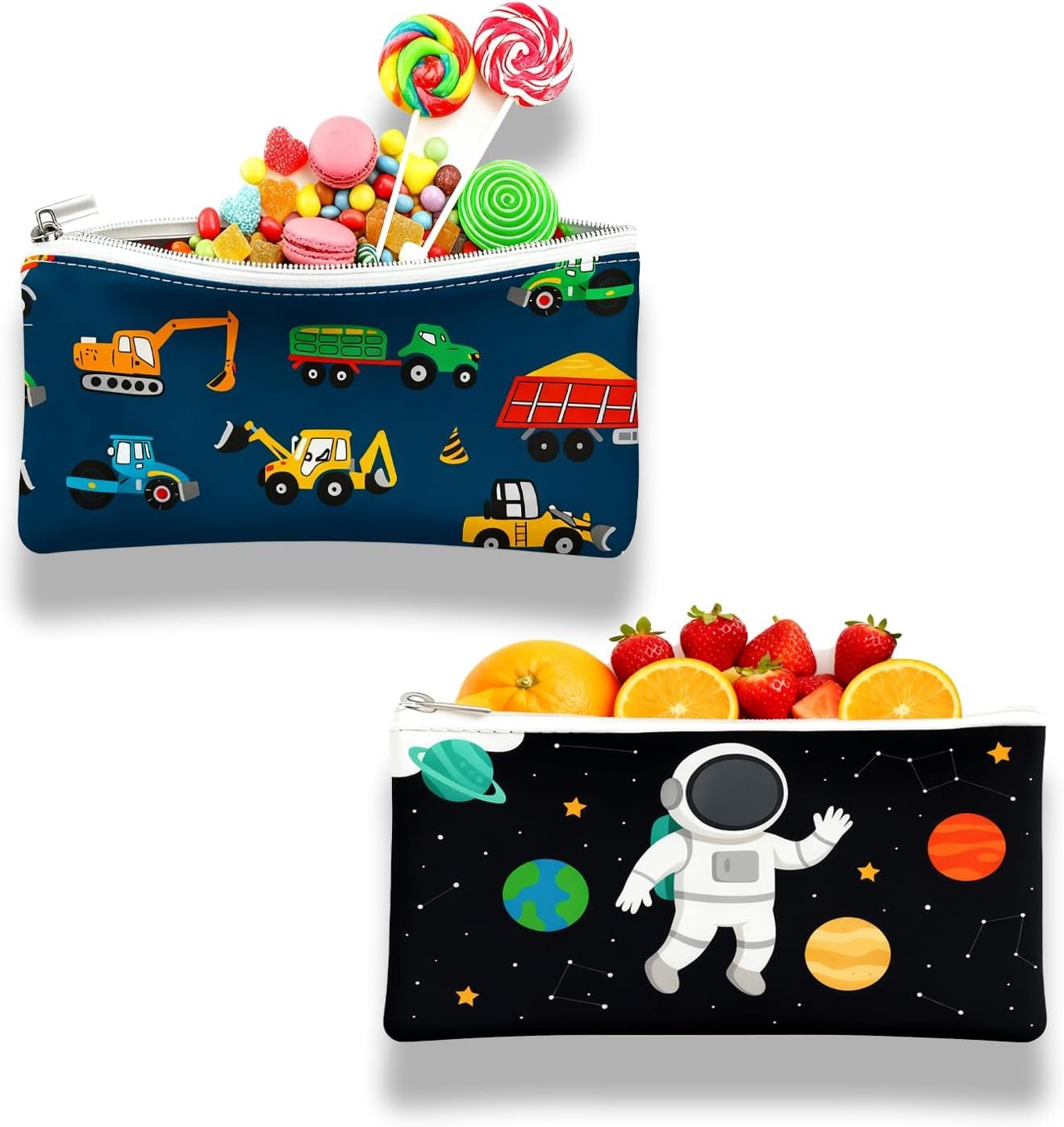 2 Pack Reusable Snack Bags Food Safety Zipper Lunch Bags Portable Double Layer Food Pouch for Travel Small Sandwich Bags 7X3.7 Inches (Blue)
