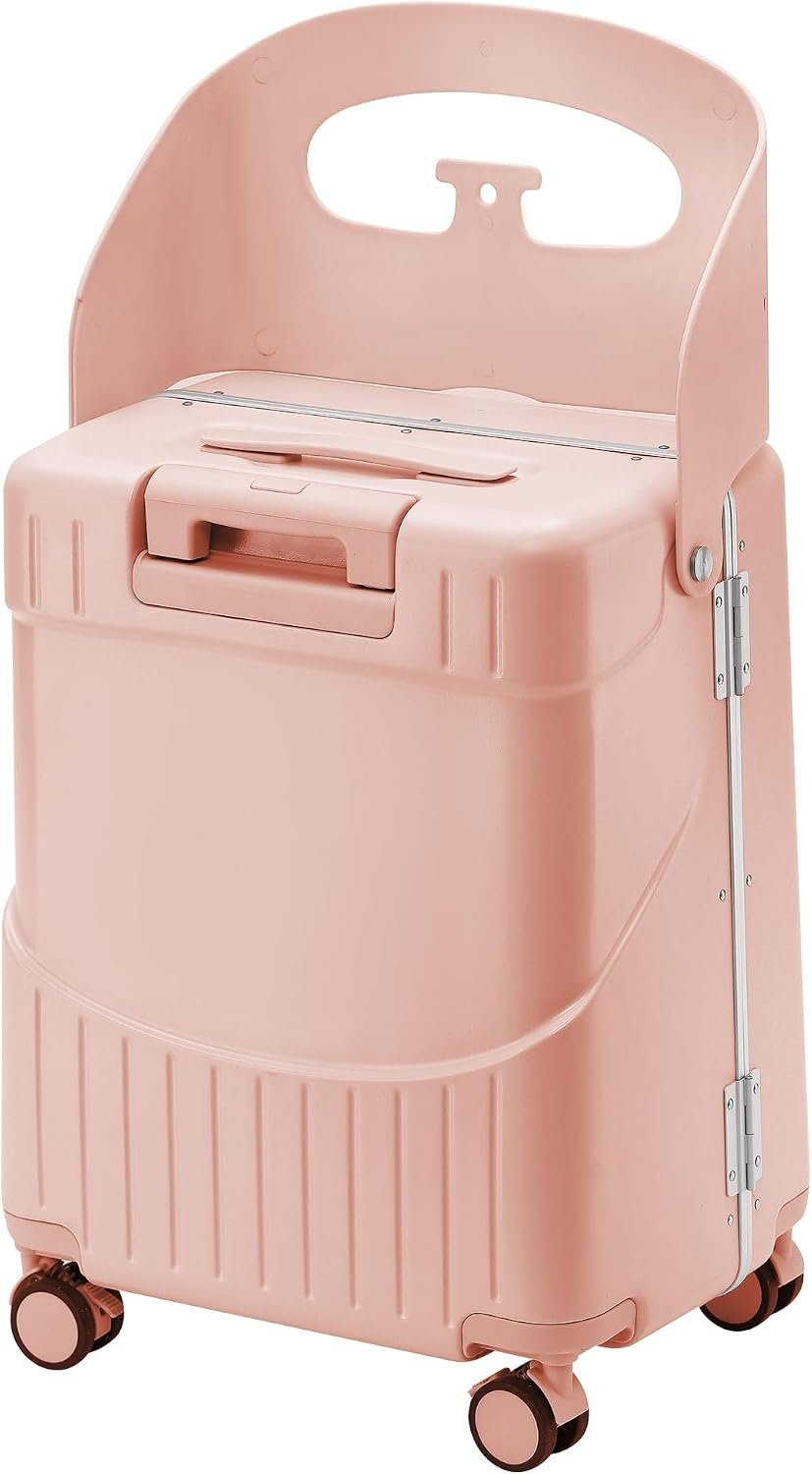 20″ Ride-On Luggage with Child Seat, Hardside Carry-On Suitcase with Shockproof 360° Silent Spinner Wheels, TSA Lock, Kids & Adults & Busy Moms