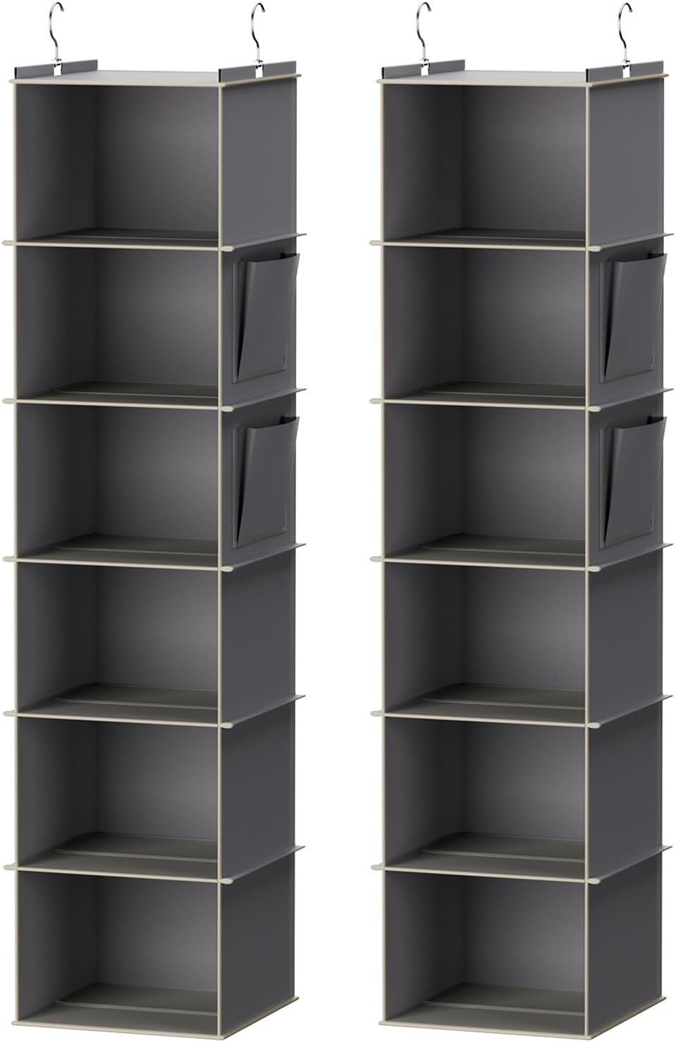 YOUDENOVA Hanging Closet Organizer and Storage, 6-Shelf, 2 Packs, Grey