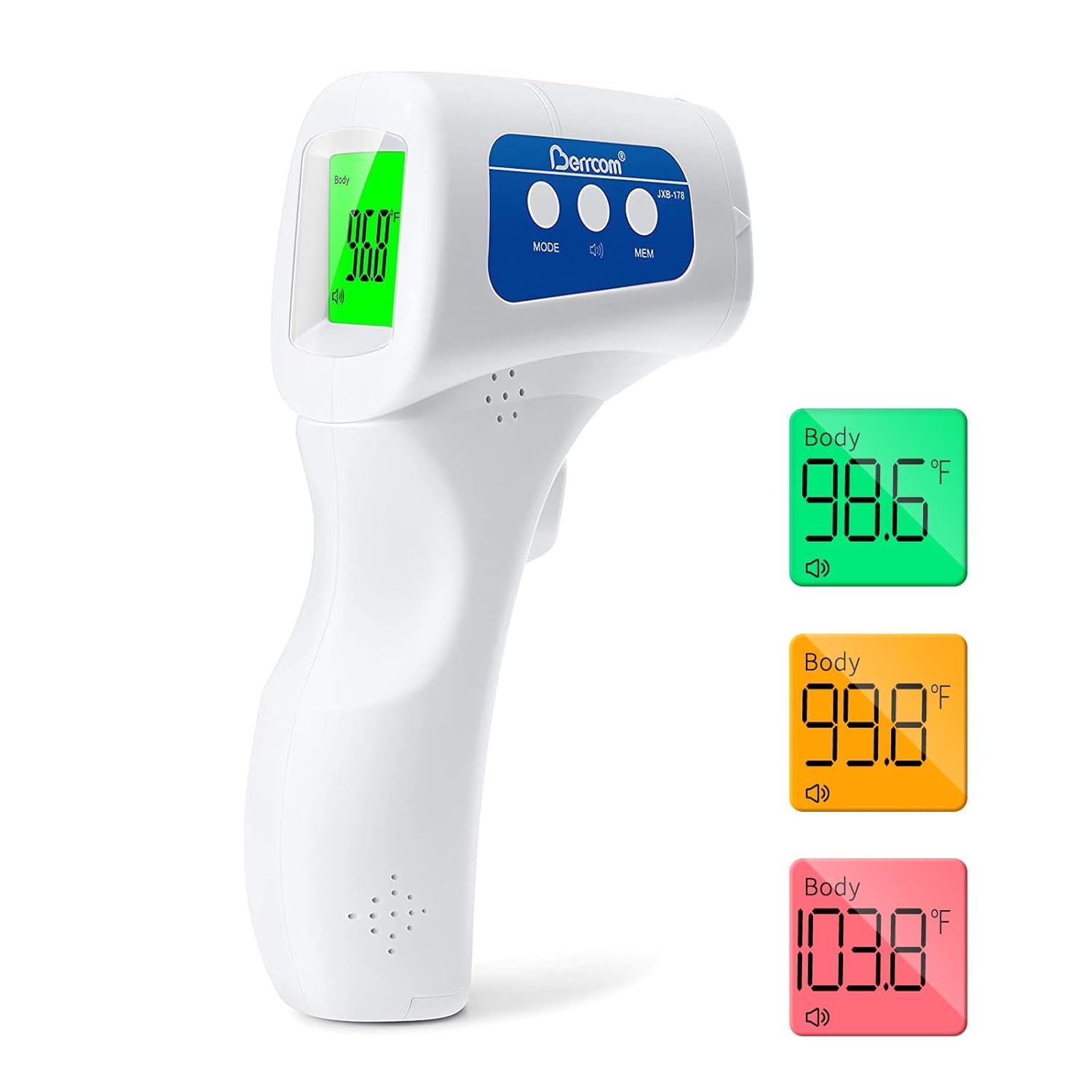 Berrcom Digital Non Contact Infrared Forehead Thermometer Contactless Thermometer 3 in 1 for Kids Infant Adult Fever Check Thermometer Temperature Gun for Baby