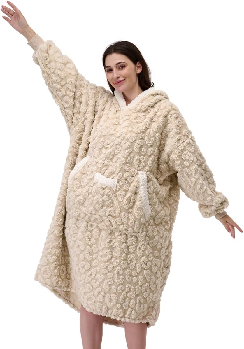 KAWAHOME 3D Pattern Wearable Blanket Hoodie Oversized Warm for Women & Men