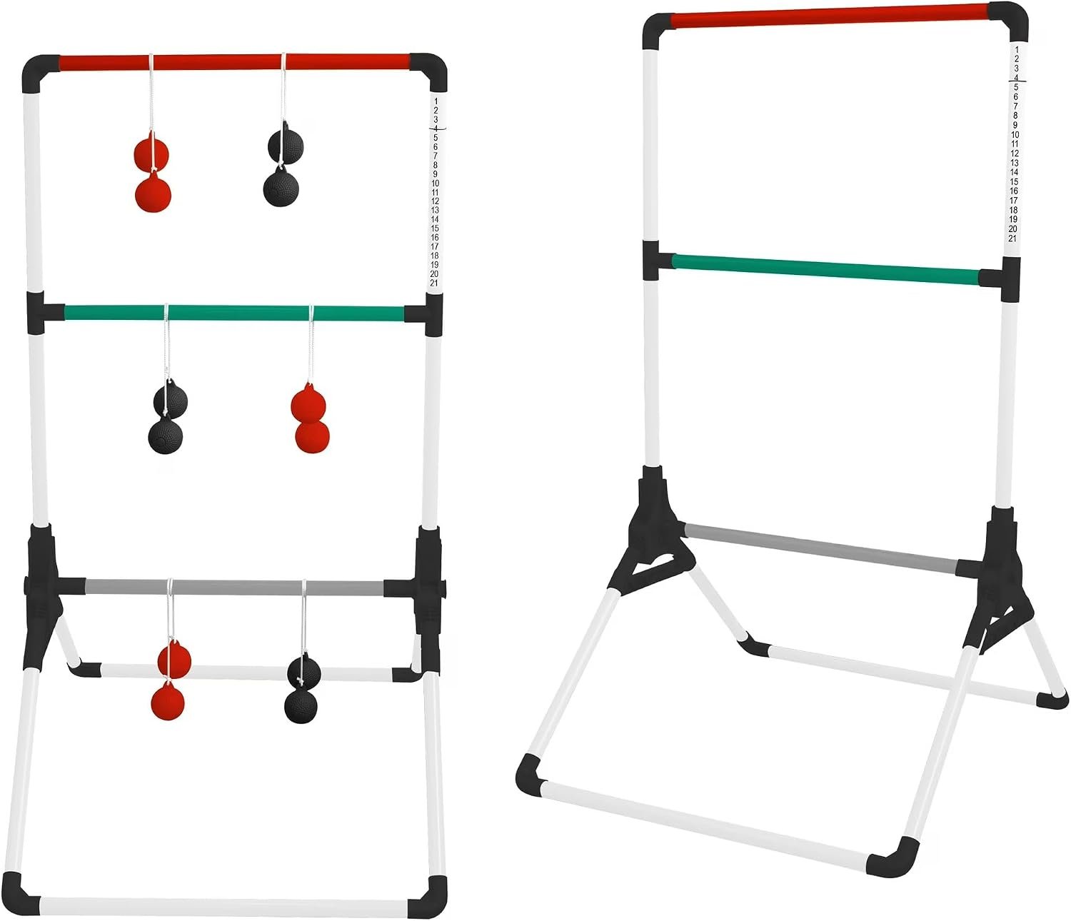 MD Sports Ladder Toss Game Set, Portable Foldable PVC with Weighted Base, Built-in Scoring, 2 Targets, 6 Bolos, Carry Bag, Perfect for Indoor Outdoor Gatherings