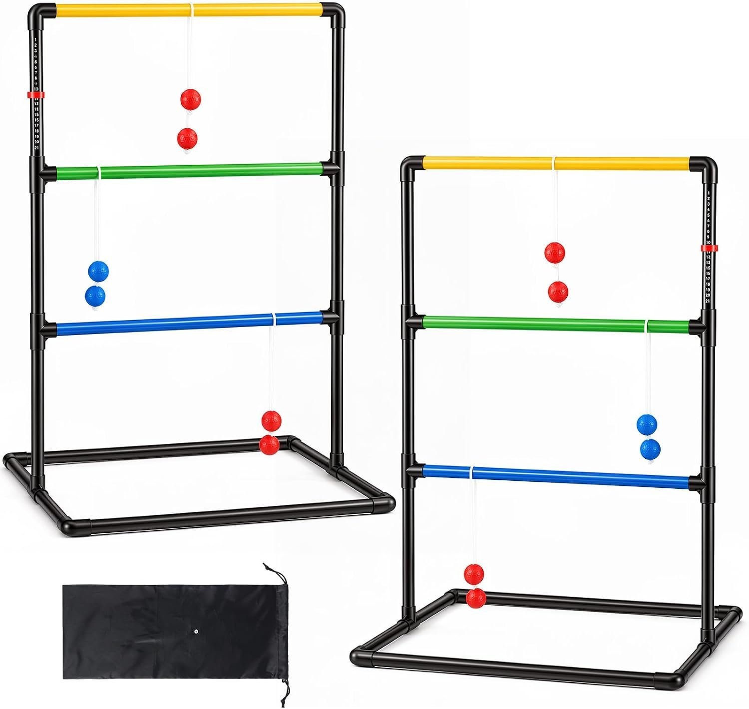 NEWBULIG Ladder Toss Game, Ladderball Golf Set with Tossing Balls, Ladder Ball Games for Outdoor Lawn, Yard & Backyard for Family, Adults & Kids, Complete with 6 Bolas, Score Trackers & Carry Bag