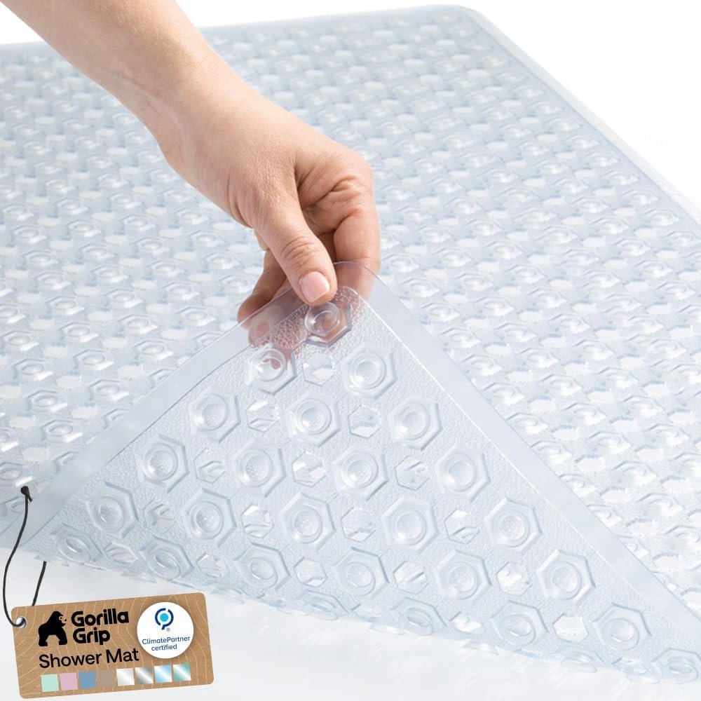 GORILLA GRIP Bath Tub Shower Mat, Bathtub Floor Liner, 35×16 Clear