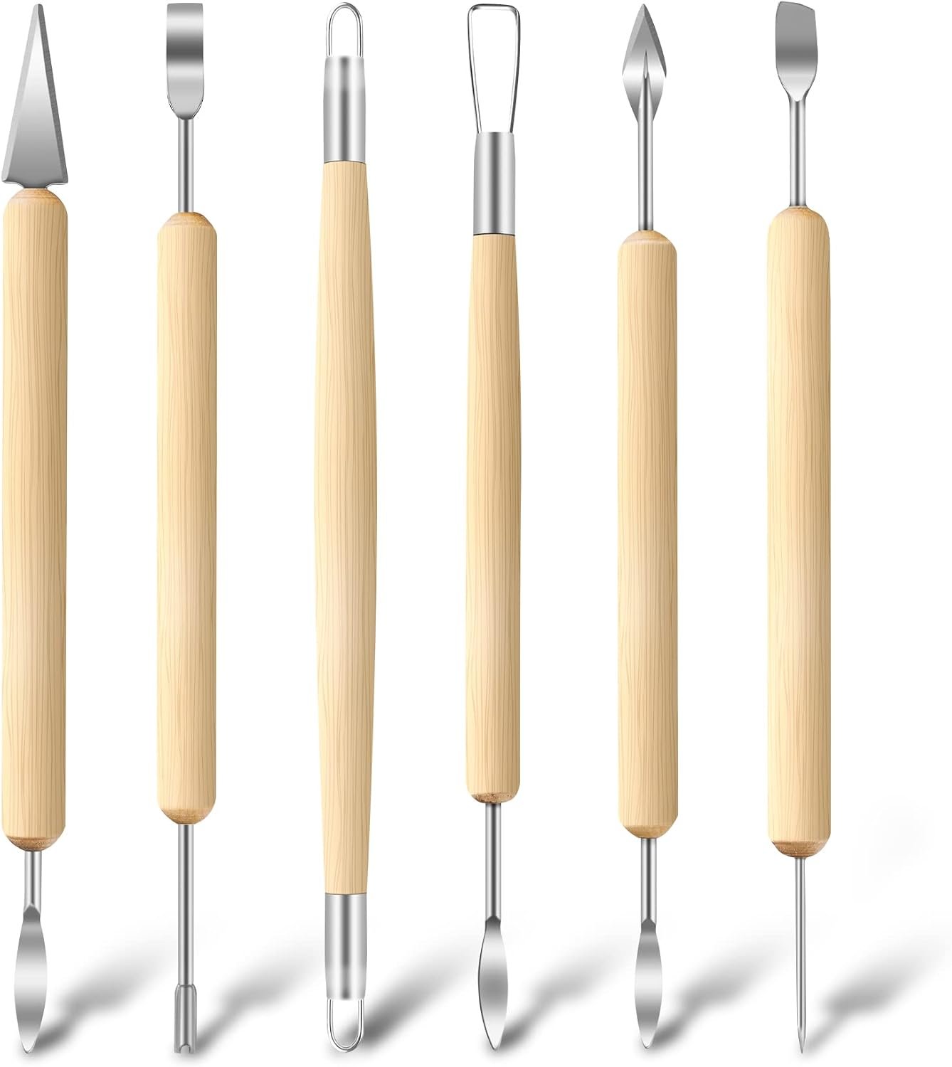 Jetmore 6 Pack Clay Tools Kit, Pottery Tools & Sculpting Tools, Polymer Modeling Clay Cutters Sculpture Set for Carving, Ceramics, Molding, DIY