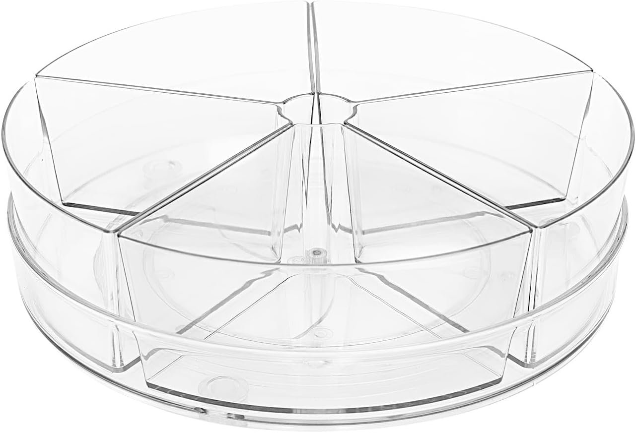 11 Inch Lazy Susan Organizer with 5 Removable Bins Clear PET