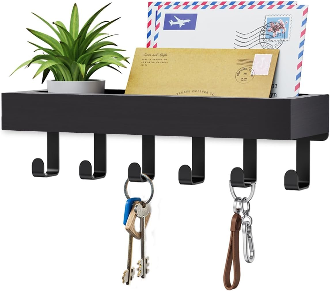 Key Holder Wall Mount Magnetic Adhesive, Key Hooks Rack with Shelf