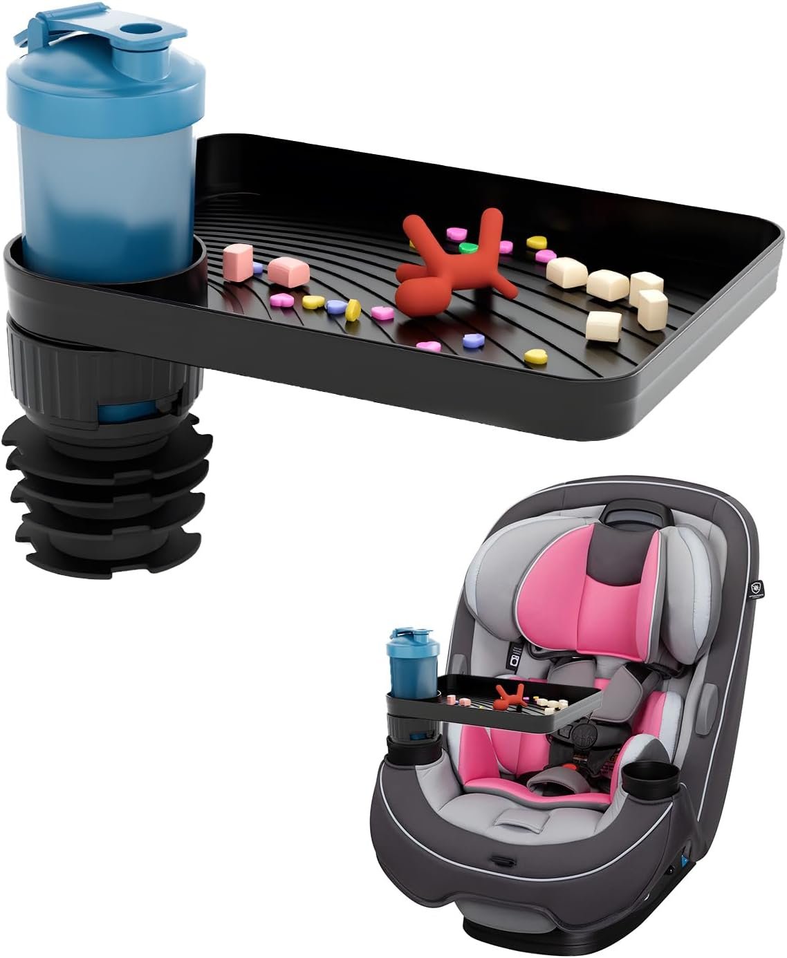 SEVEN SPARTA Car Seat Tray for Kids Toddler Travel with Soft Rubber Base
