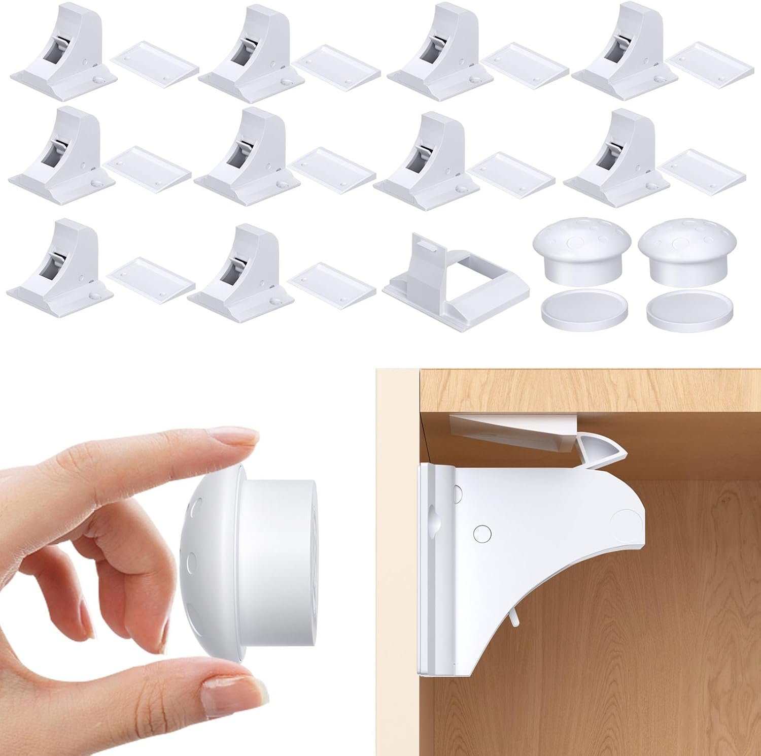 AOSITE Child Safety Magnetic Cabinet Locks 10 Pack+2 Keys Drawer Locks
