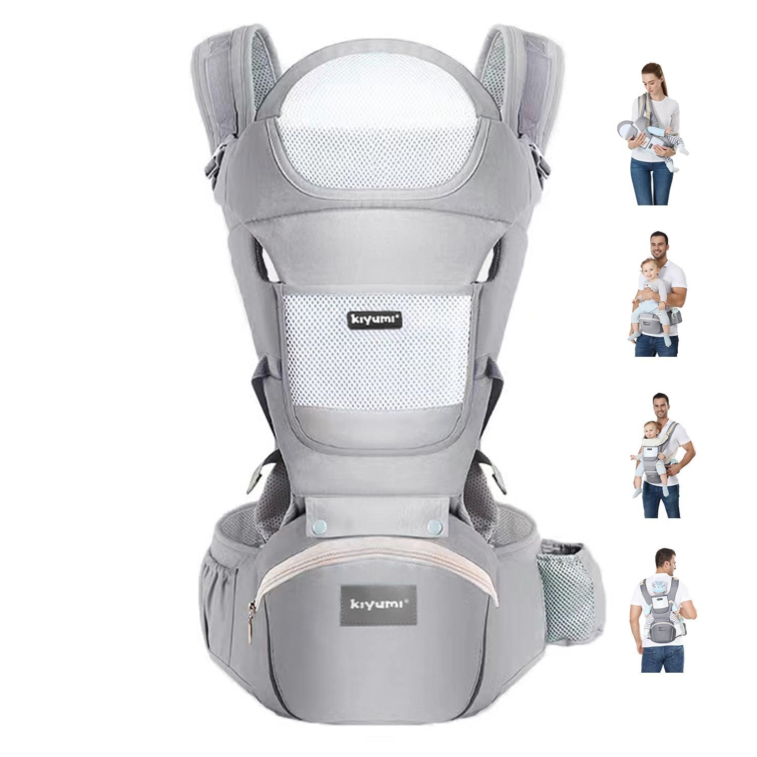 KIYUMI 6-in-1 Baby Carrier Newborn to Toddler with Hip Seat Ergonomic