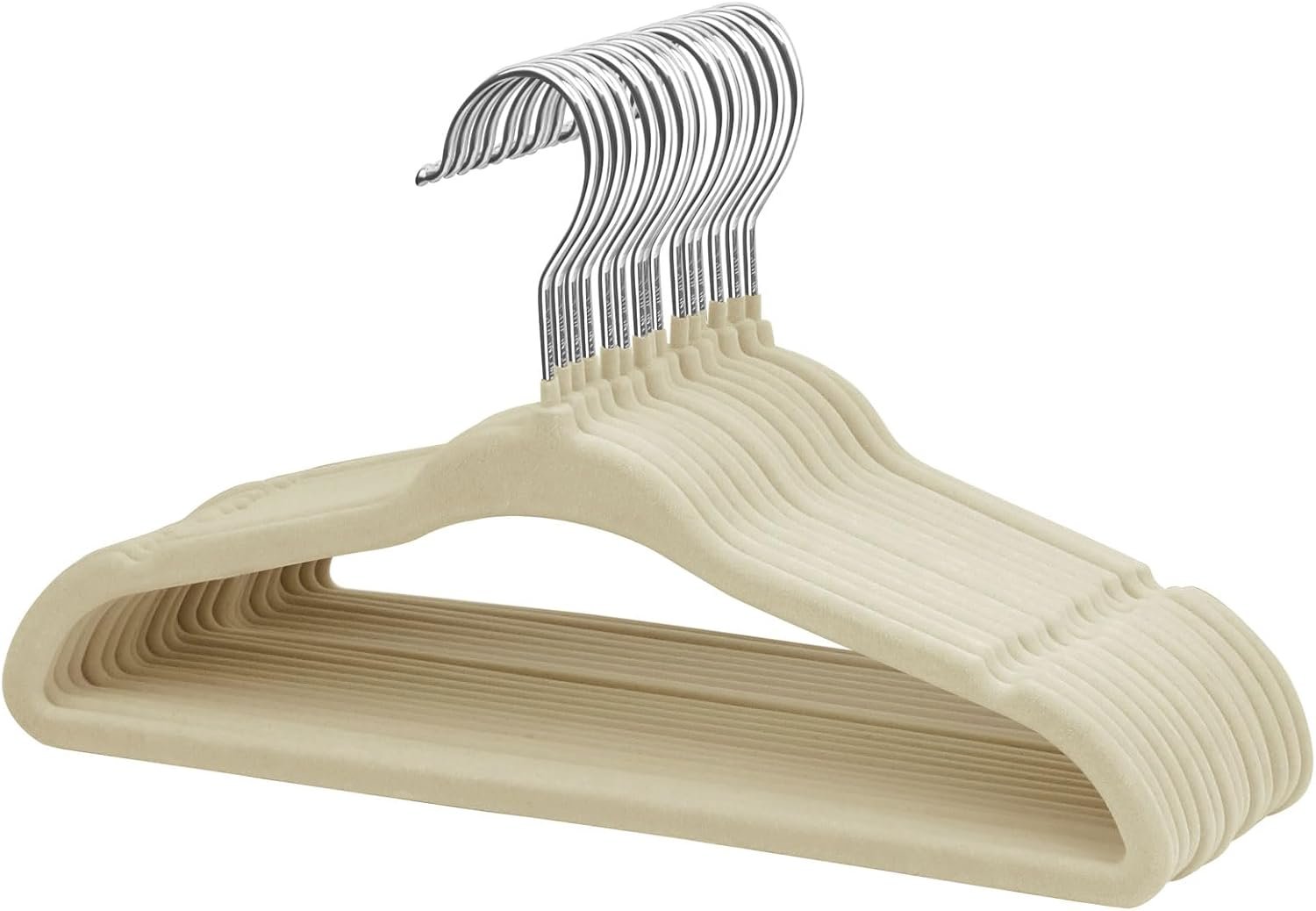 ManGotree 11″ Baby Velvet Hangers Non-Slip Kids Hangers 15 Pack Beige