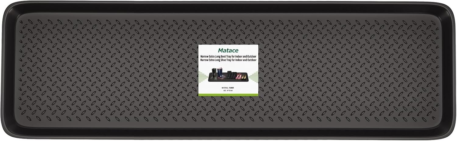 Matace 1 Pack Rubber Extra Large Shoe Tray for Entryway,Long Boot Tray,Slim Boot Mat for Indoor and Outdoor Use,16×55 in, Rectangular (Pack of 1)