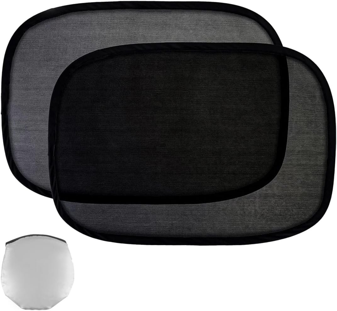 2PCS Car Window Shades for Baby, 21″x14″ Cling Car Shades Provide Glare and UV Rays Protection for Your Child, Mesh Sun Shade Blocker Window Screens for Side Windows (Black)