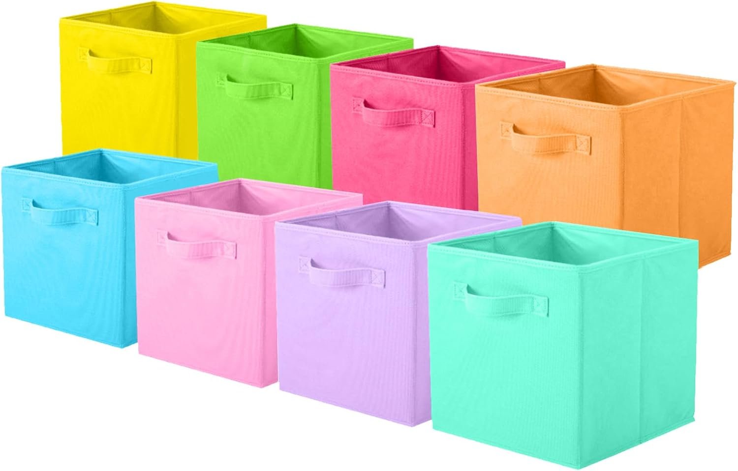 ShellKingdom Storage Bins, Foldable Fabric Storage Cubes, 8 Pack, 8 Colors