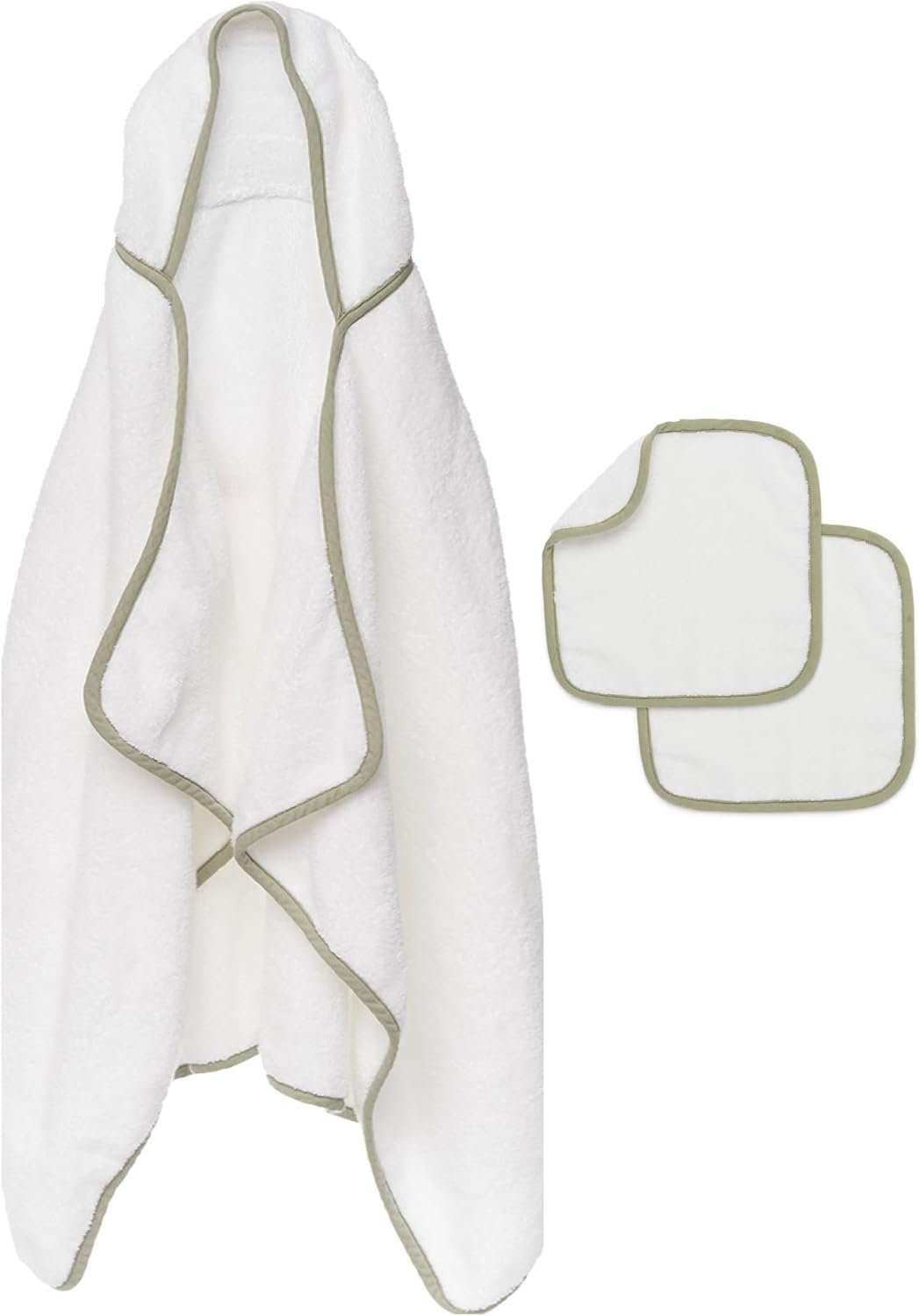 Lalo Hooded Towel and Washcloth Set, 100% Organic Cotton