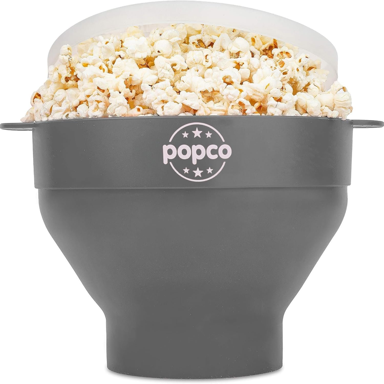 POPCO Silicone Microwave Popcorn Popper with Handles, Silicone Popcorn Maker, Collapsible Bowl and Dishwasher Safe – 15 Colors Available (Gray)