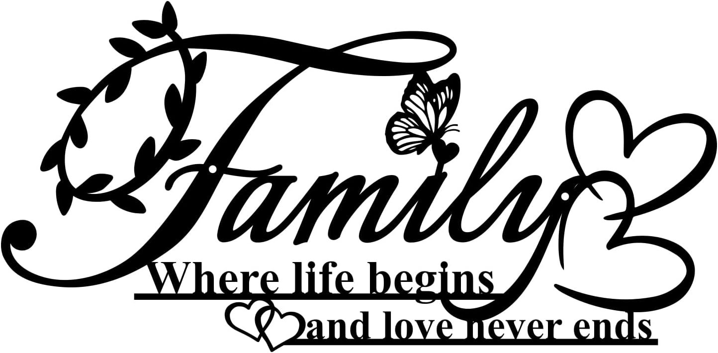 Resama Family Signs Metal Wall Decor,Where Life Begins and Love Never Ends