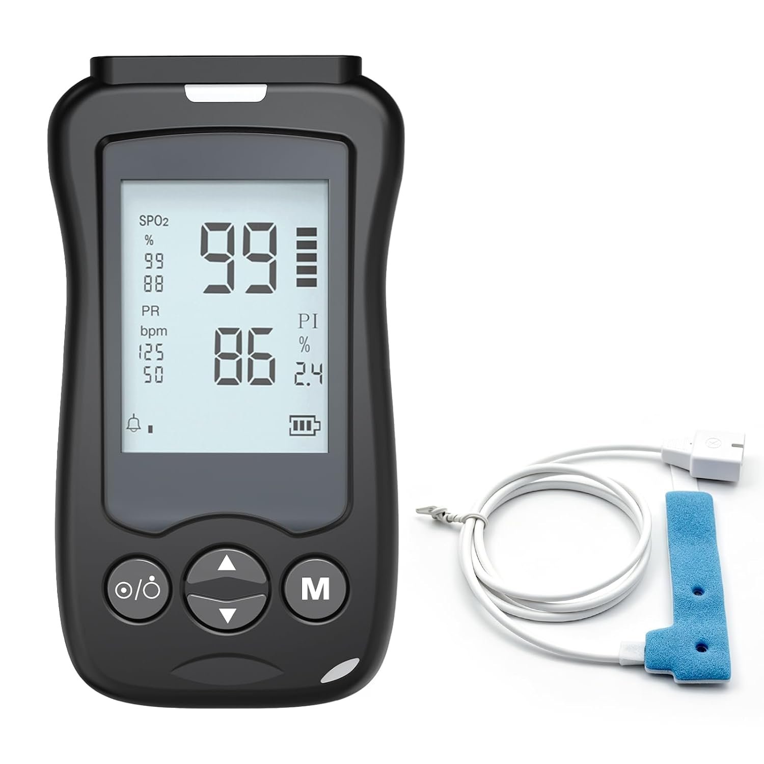 Handheld Pulse Oximeter Medical Grade, Pediatric Infant Baby Oxygen Monitor with Wrap Probe, Continuous Tracking for Newborn Kids Adults, Fast Accurate SpO2 Pulse Rate, Customizable 3-in-1 Alarm System (Black)