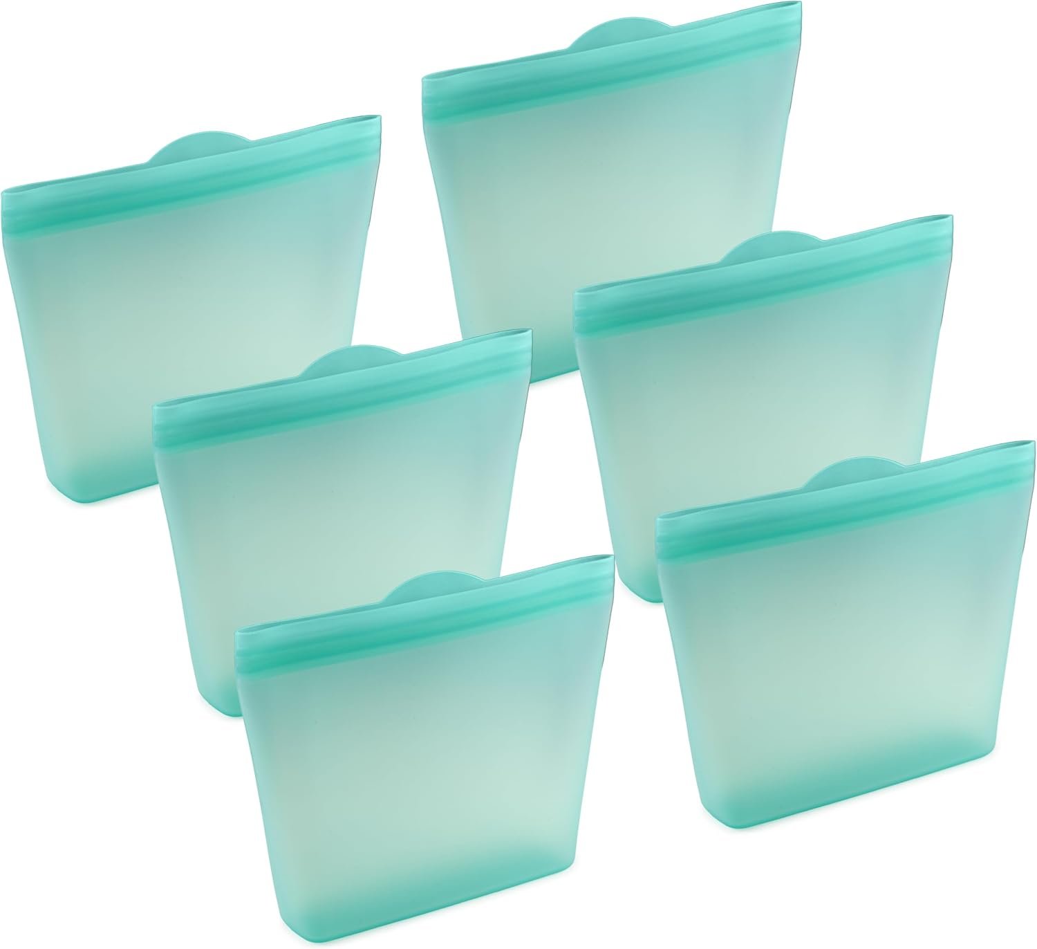 Home Logic Reusable Sandwich Bags – Set of 6 Pool Blue Silicone Freezer Bags, Airtight Leak Resistant Reusable Zip Bags for Kitchen Home Food Prep, Microwave & Sous Vide Safe