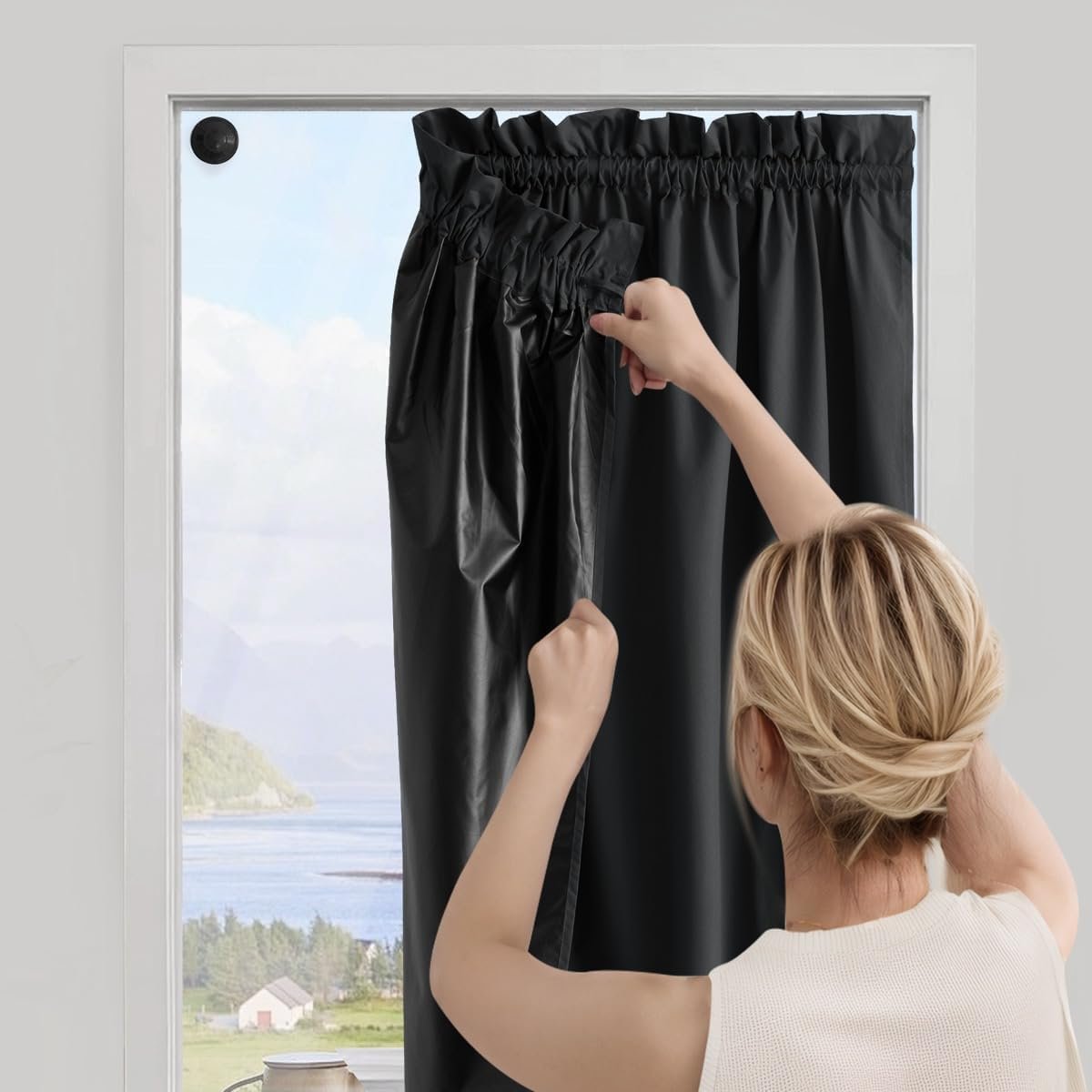 NICETOWN Portable No Drill Curtain 100% Blackout Window Cover