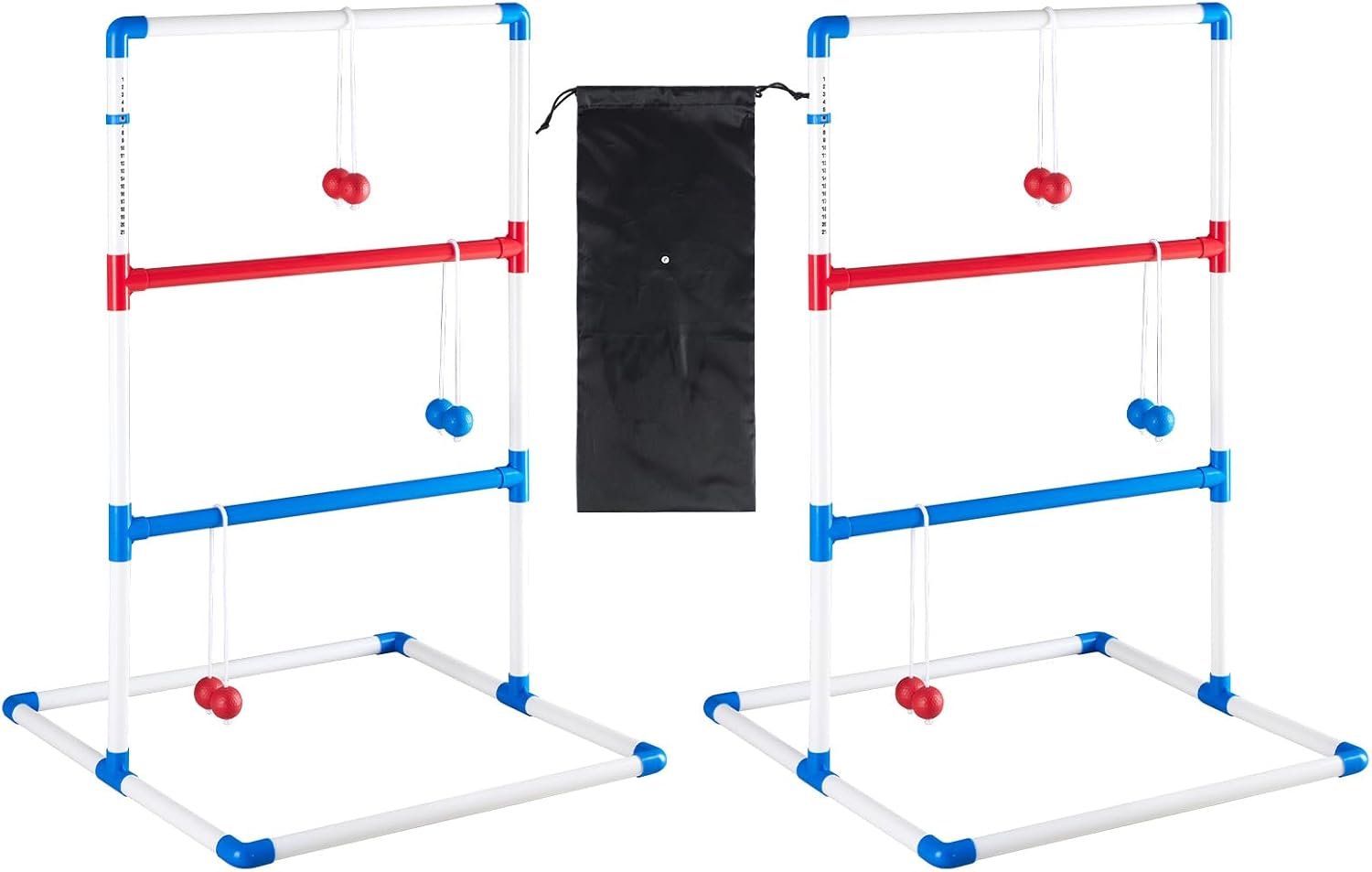 Ladder Ball & Golf Tossing Games Set, Ladder Toss Game with Balls for Backyard & Lawn, Outdoor Portable Family Fun for Adults & Kids, Complete with 6 Bolas, Score Trackers