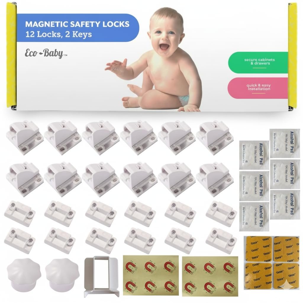 Magnetic Cabinet Locks for Babies, Child Safety Locks, 12 Pack