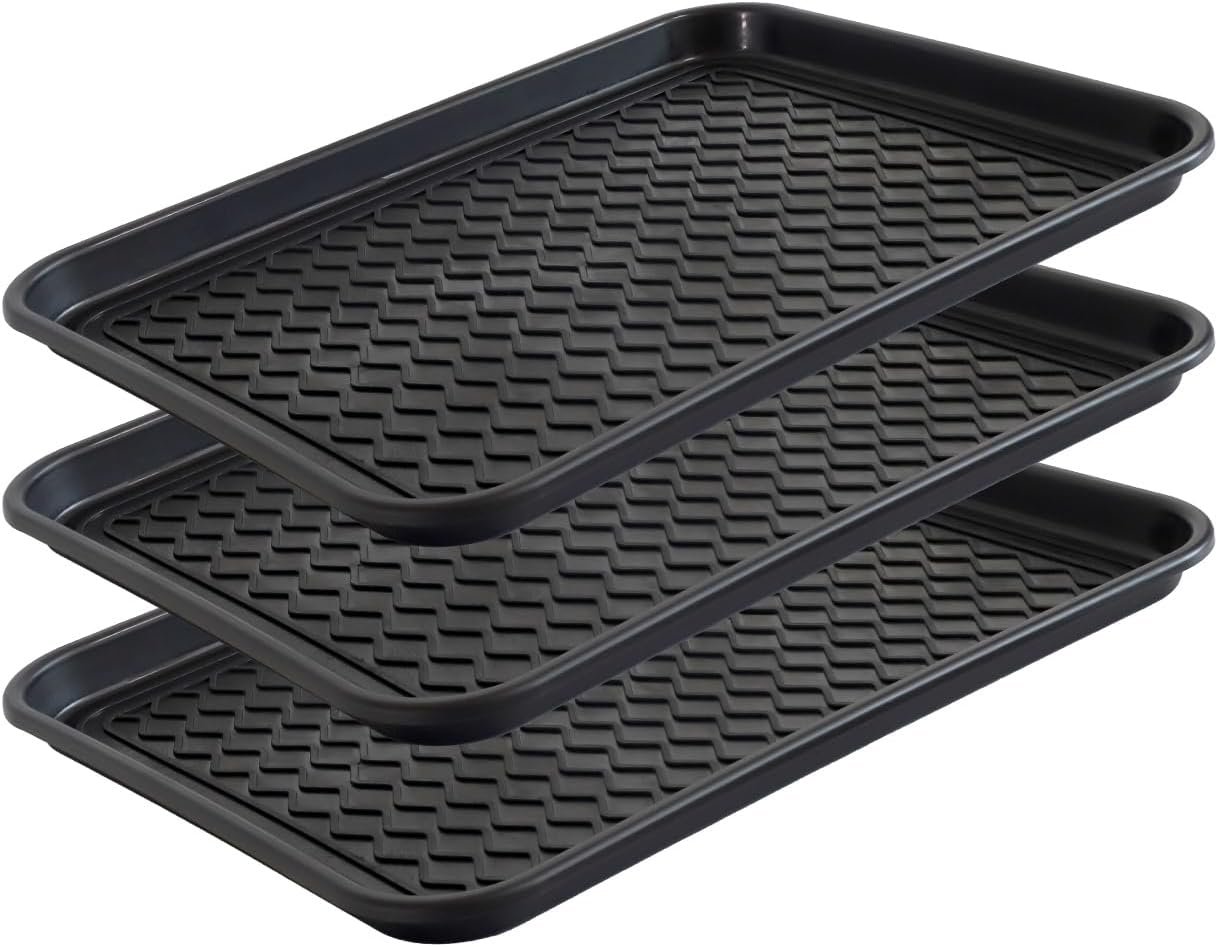 Boot Tray for Entryway, 3 Pack Waterproof Shoe Trays for Indoor Outdoor Use 20″x15″ Durable Shoe Mat with Raised Edge, Non-Slip Tray for Boots, Pets, Garden & Muddy Shoes