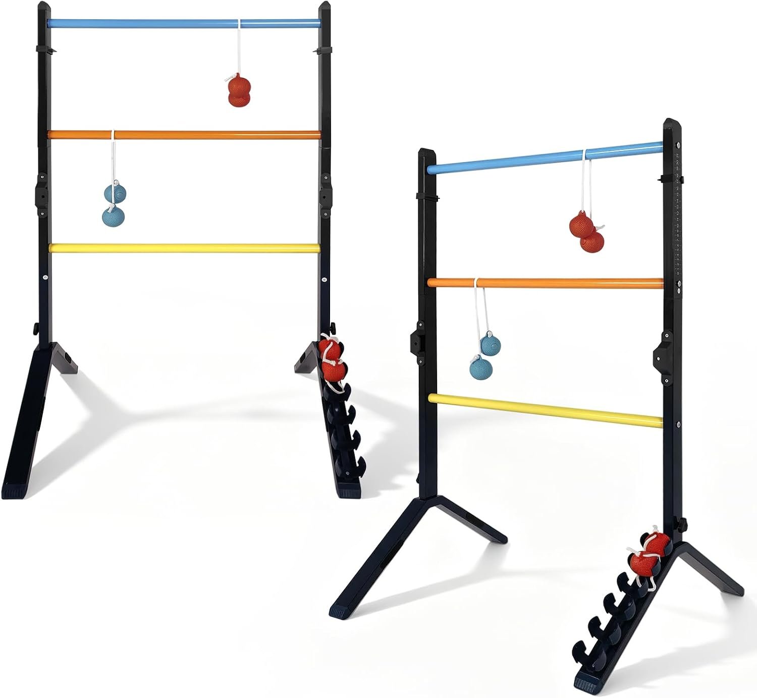 Steel Ladder Toss Game Set, 2 Pack Ladder Ball Rack with 6 Bolas, Assembly-Free, Includes Scorekeeper，for Outdoor Lawn Backyard Camping Parties