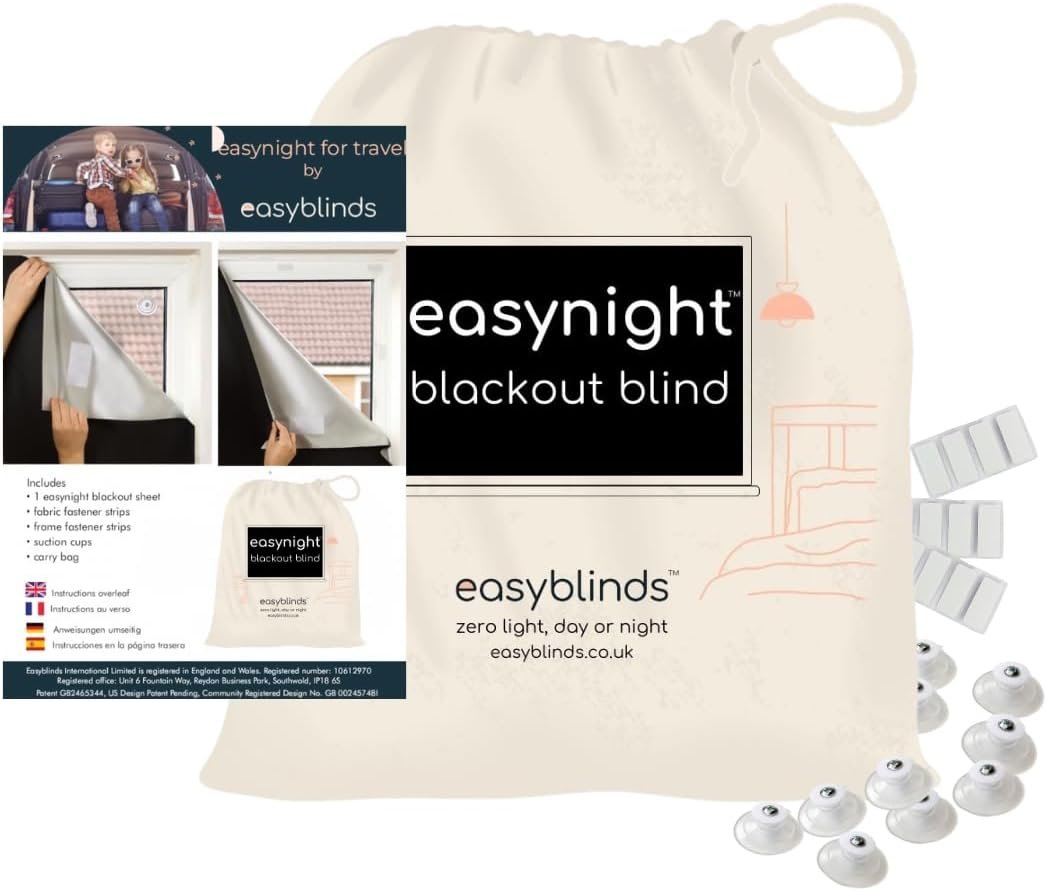 Easynight 100% Blackout Shade for Home and Travel, Includes Suction Cups, Large, Make Any Size and Shape Up to 78×57 Inches, No Drill, Easy to Use Temporary Or Permanent for Home Travel Office