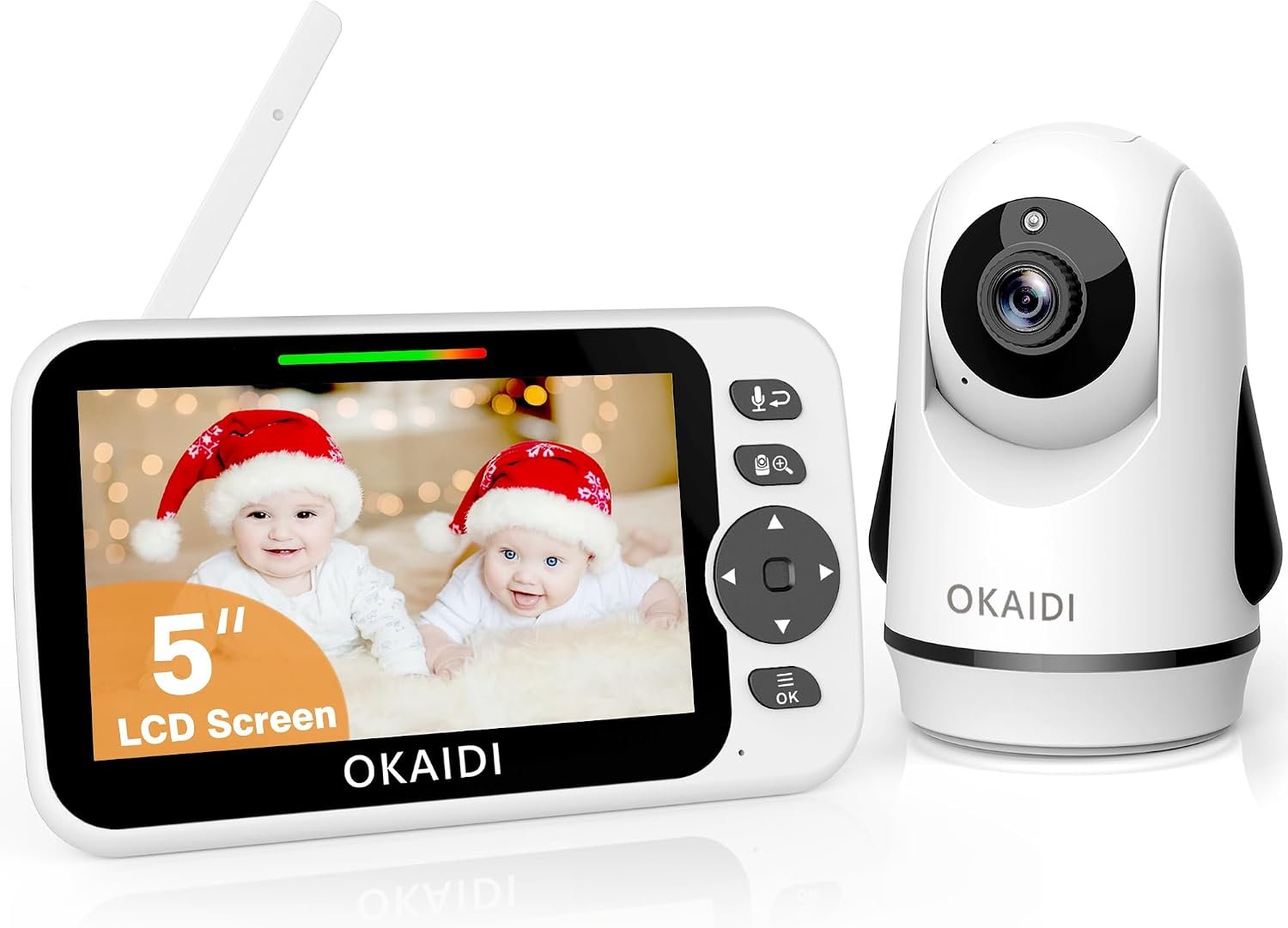 OKAIDI 5″ Screen Pan-Tilt-Zoom Video Baby Monitor with Camera and Audio
