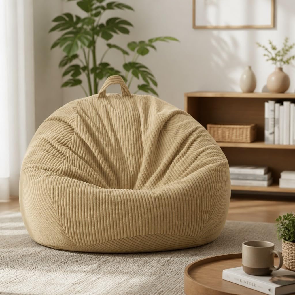 Stuffed Animal Storage Bean Bag Chair Cover,Corduroy Kids Sofa (No Filler)