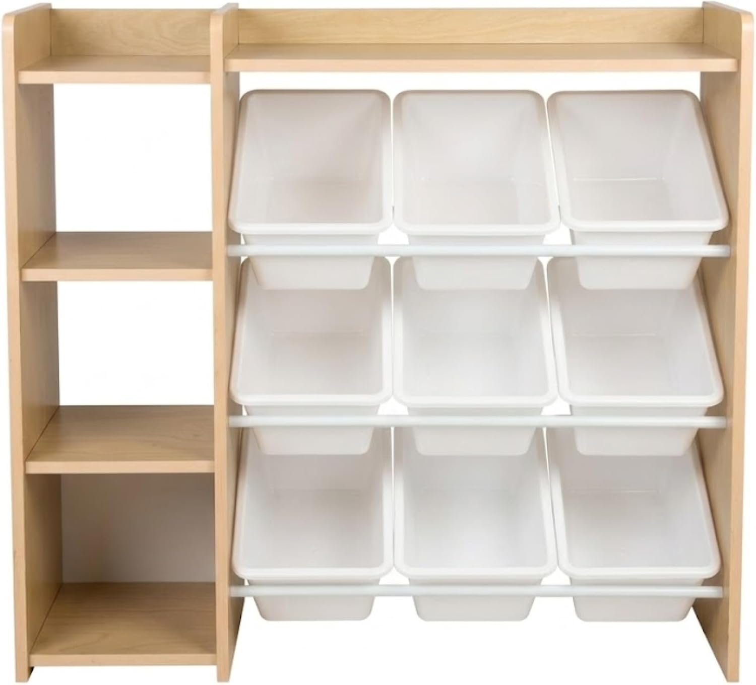 Humble Crew Kids Toy Storage Organizer with Bookshelf, 9 Bins, Solid Wood