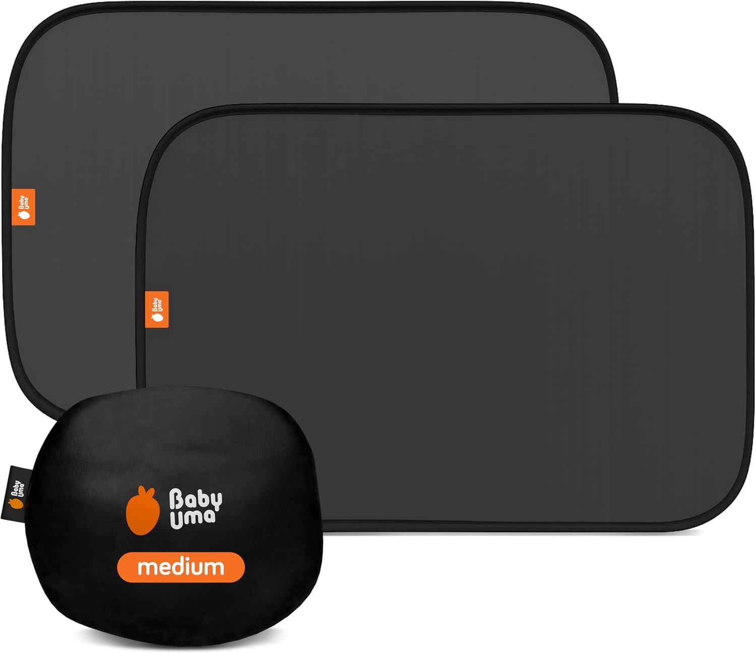 Baby Uma Car Window Shades (2 Pack) – 14.2″ x 21.3″, UPF 50+ Car Window Covers, 99% UVB + 94% UVA Protection, Static Cling Sun Shade with Travel Bag (Medium)