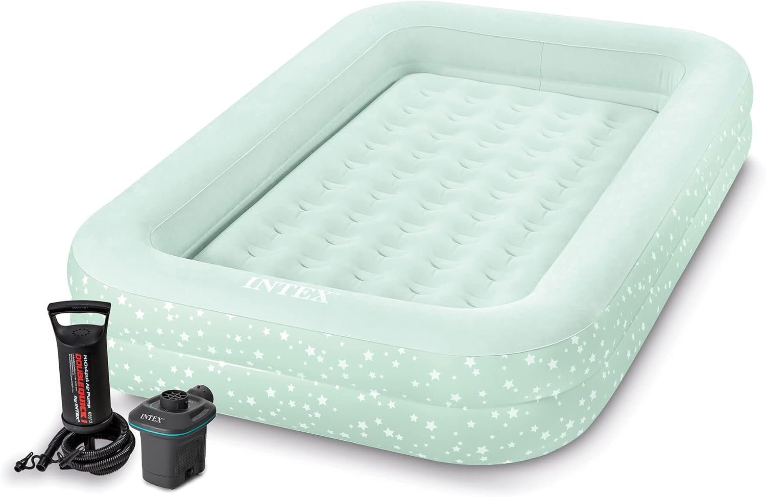 Intex Kids Travel Air Mattress, 10″ with 120V Quick-Fill Electric Air Pump
