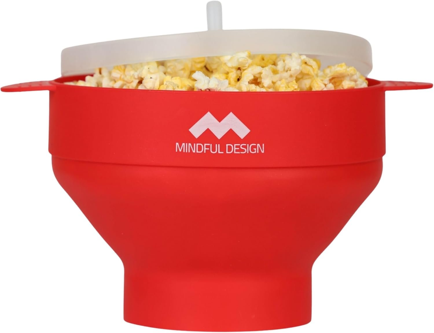The Original Mindful Design Collapsible Microwave Popcorn Popper – Silicone Bowl, BPA-Free & Dishwasher Safe (Red)